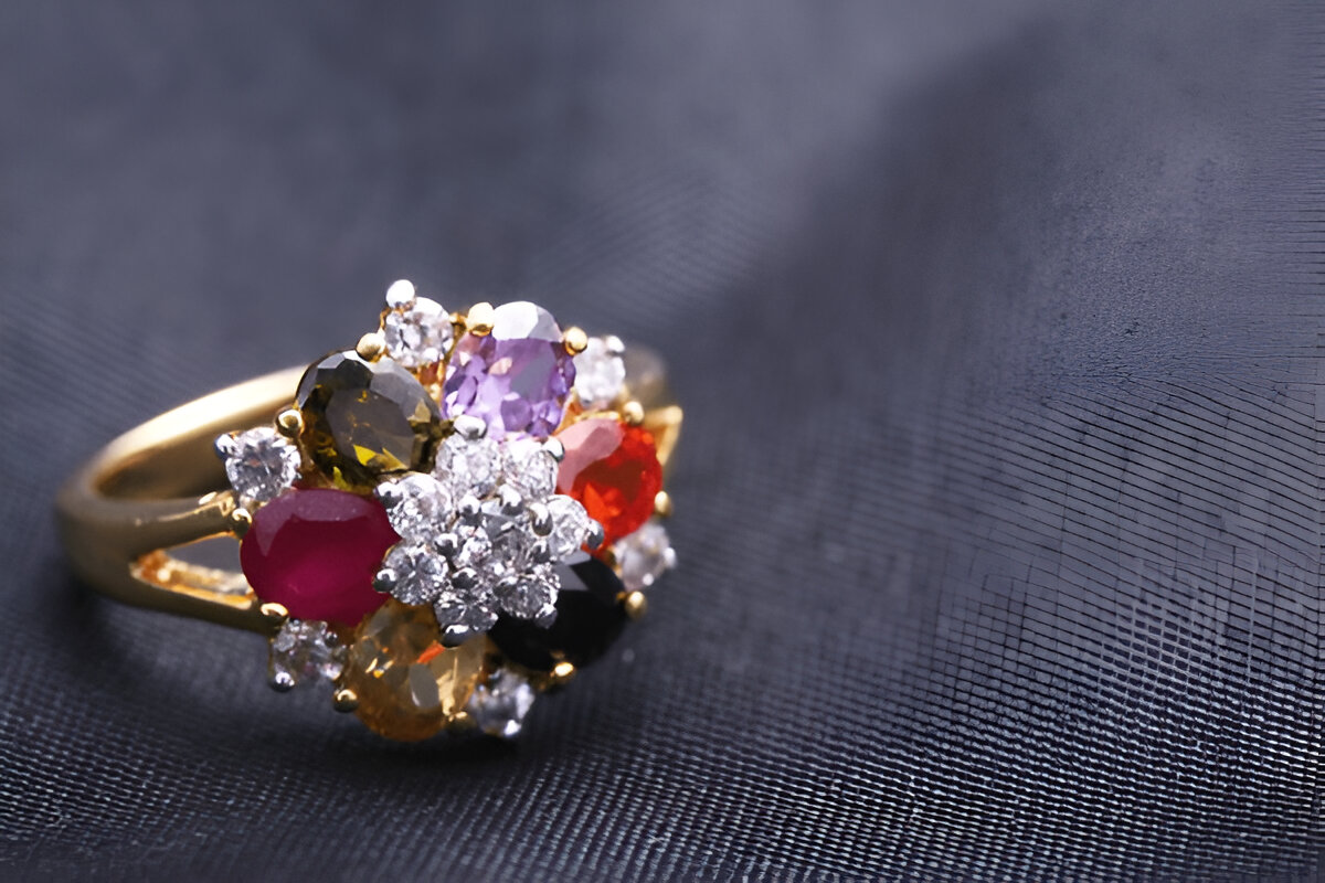 Engagement Ring with different color gemstones